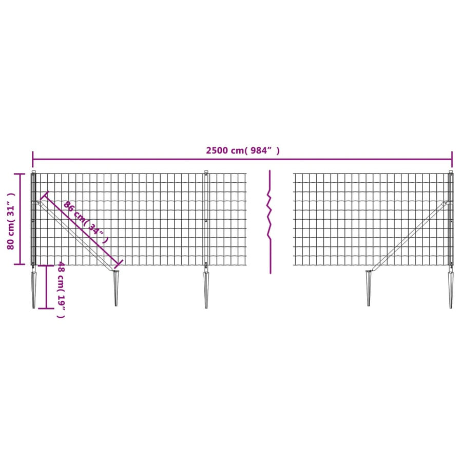 Draadgaashek met grondankers 0,8x25 m groen 0.8 x 25 m Groen