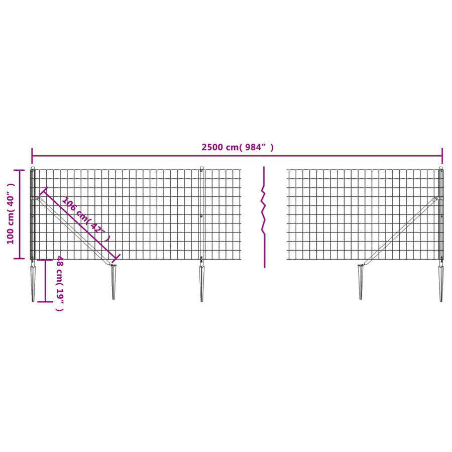 Draadgaashek Met Grondankers 1 x 25 m Groen