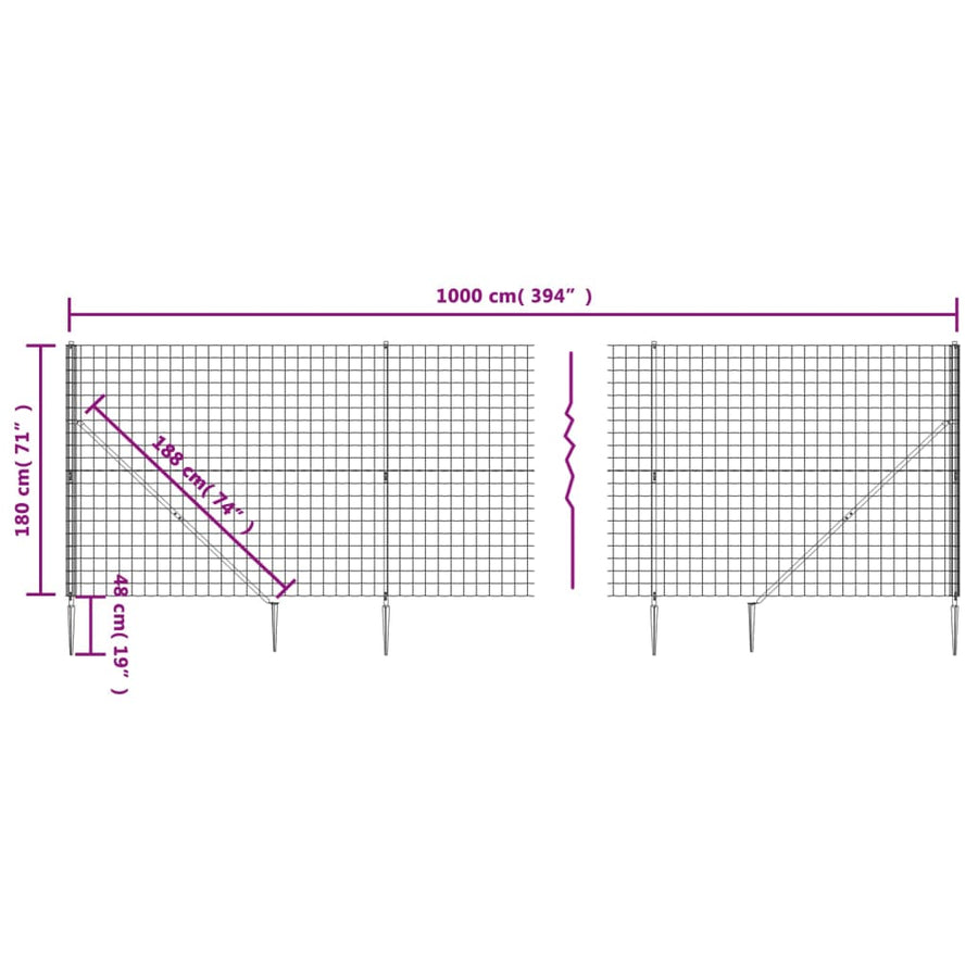 Draadgaashek Met Grondankers 1,8X10 M Groen