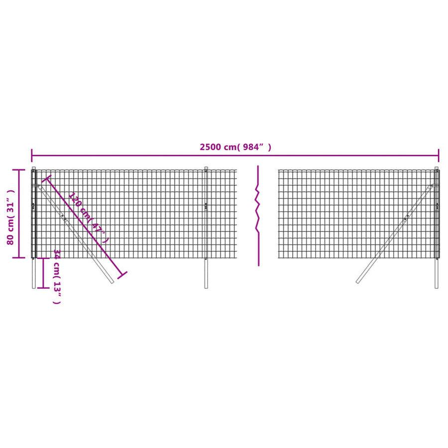 Draadgaashek 0,8X25 M Gegalvaniseerd Staal Antracietkleur