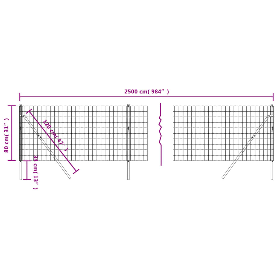 Draadgaashek 0,8X25 M Gegalvaniseerd Staal Antracietkleur