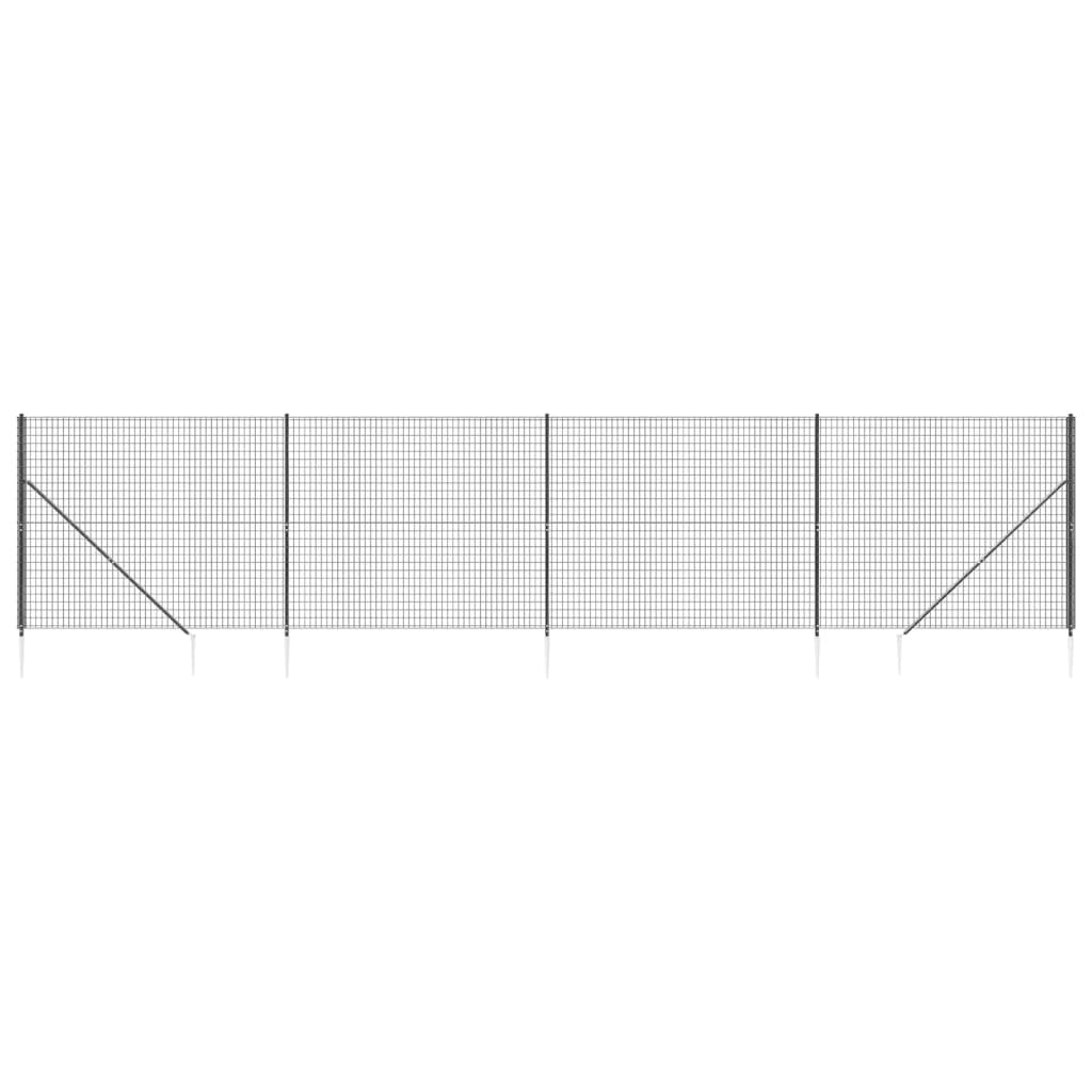 Draadgaashek met grondankers 1,4x10 m antracietkleurig 1.4 x 10 m Antraciet