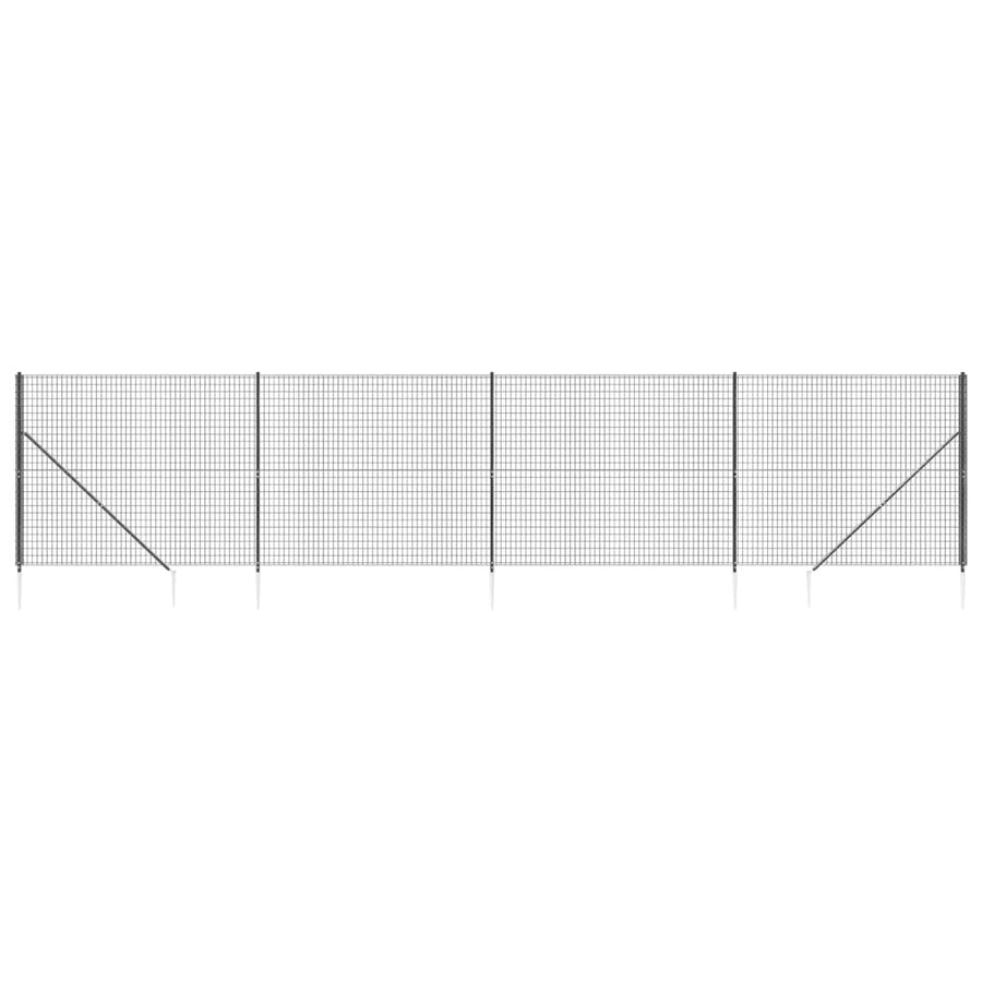 Draadgaashek met grondankers 1,4x10 m antracietkleurig 1.4 x 10 m Antraciet