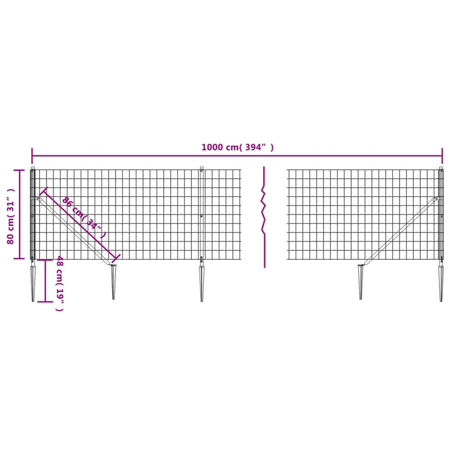 Draadgaashek Met Grondankers 0,8X10 M Antracietkleurig