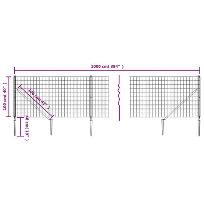 Draadgaashek met grondankers 1x10 m antracietkleurig 1 x 10 m Antraciet