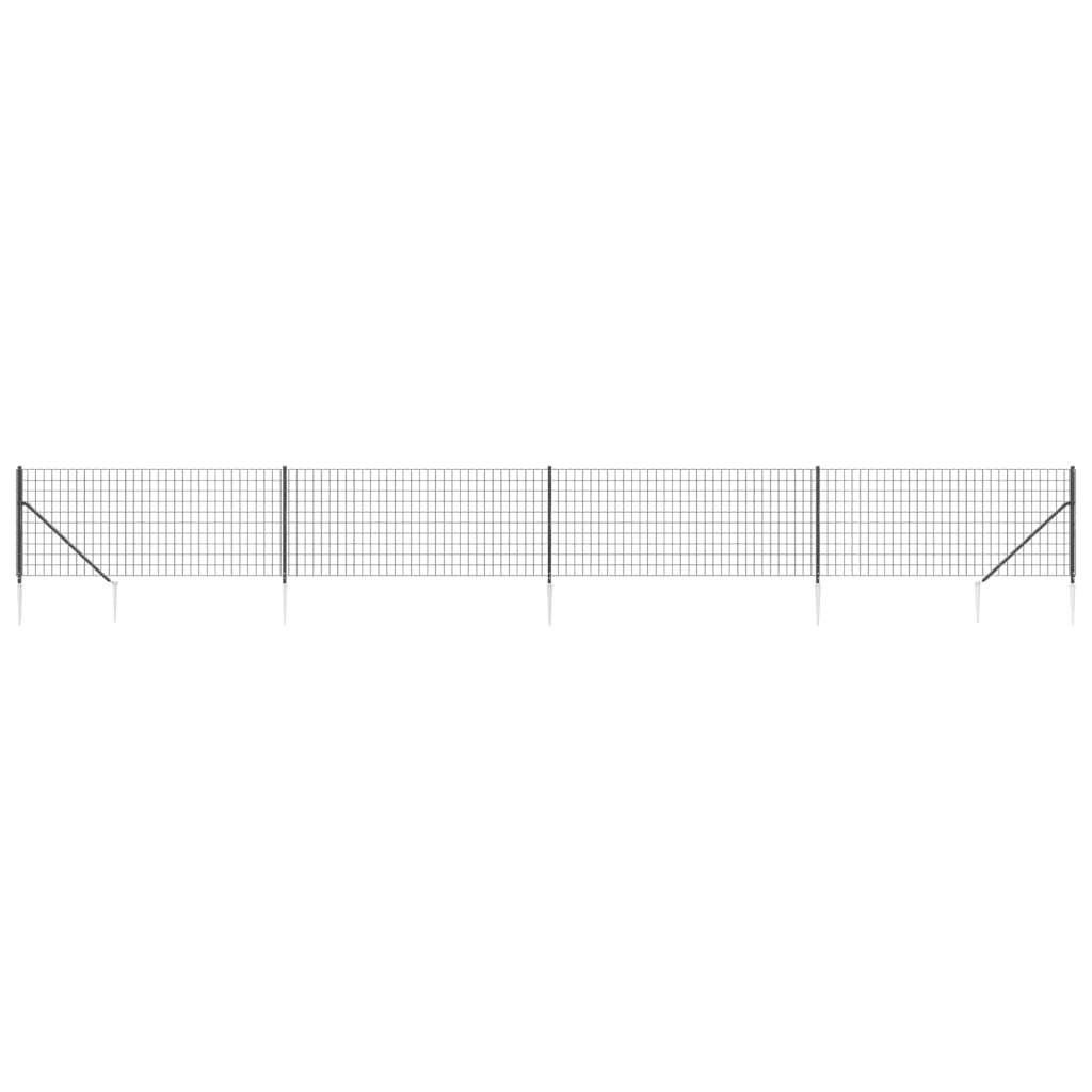 Draadgaashek met grondankers 1,1x10 m antracietkleurig 1.1 x 10 m Antraciet