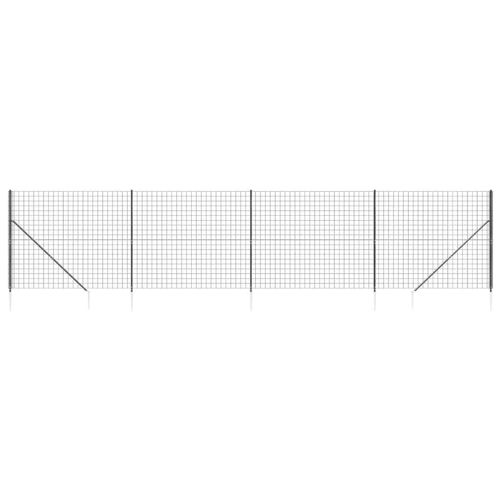 Draadgaashek met grondankers 1,6x10 m antracietkleurig 1.6 x 10 m Antraciet