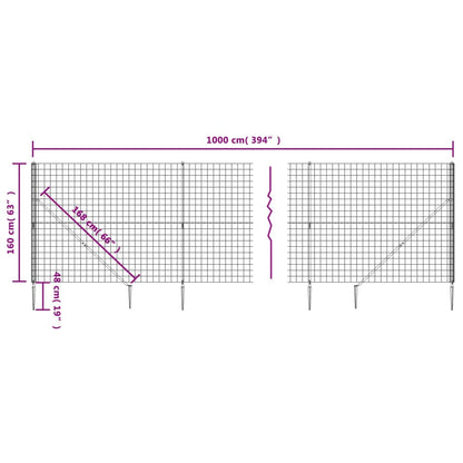 Draadgaashek met grondankers 1,6x10 m antracietkleurig 1.6 x 10 m Antraciet