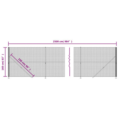 Draadgaashek met flens 1,6x25 m antracietkleurig