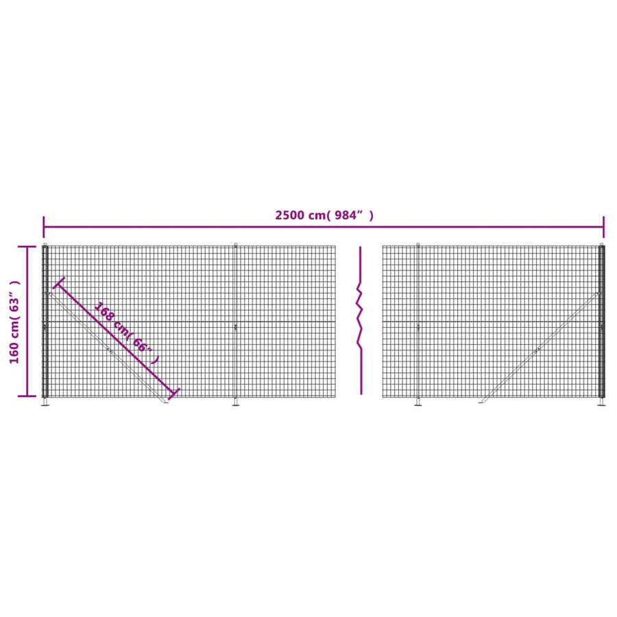 Draadgaashek met flens 1,6x25 m antracietkleurig