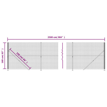 Draadgaashek met flens 1,6x25 m antracietkleurig 1.6 x 25 m Antraciet