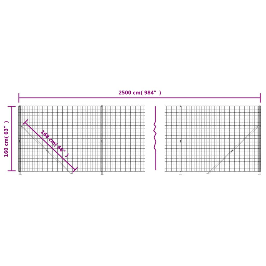 Draadgaashek met flens 1,6x25 m antracietkleurig 1.6 x 25 m Antraciet