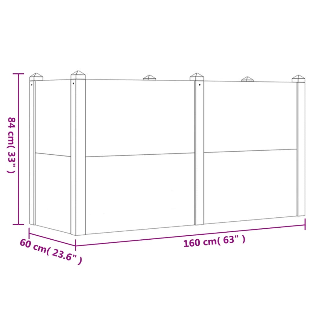 Plantenbak verhoogd 160x60x84 cm massief acaciahout