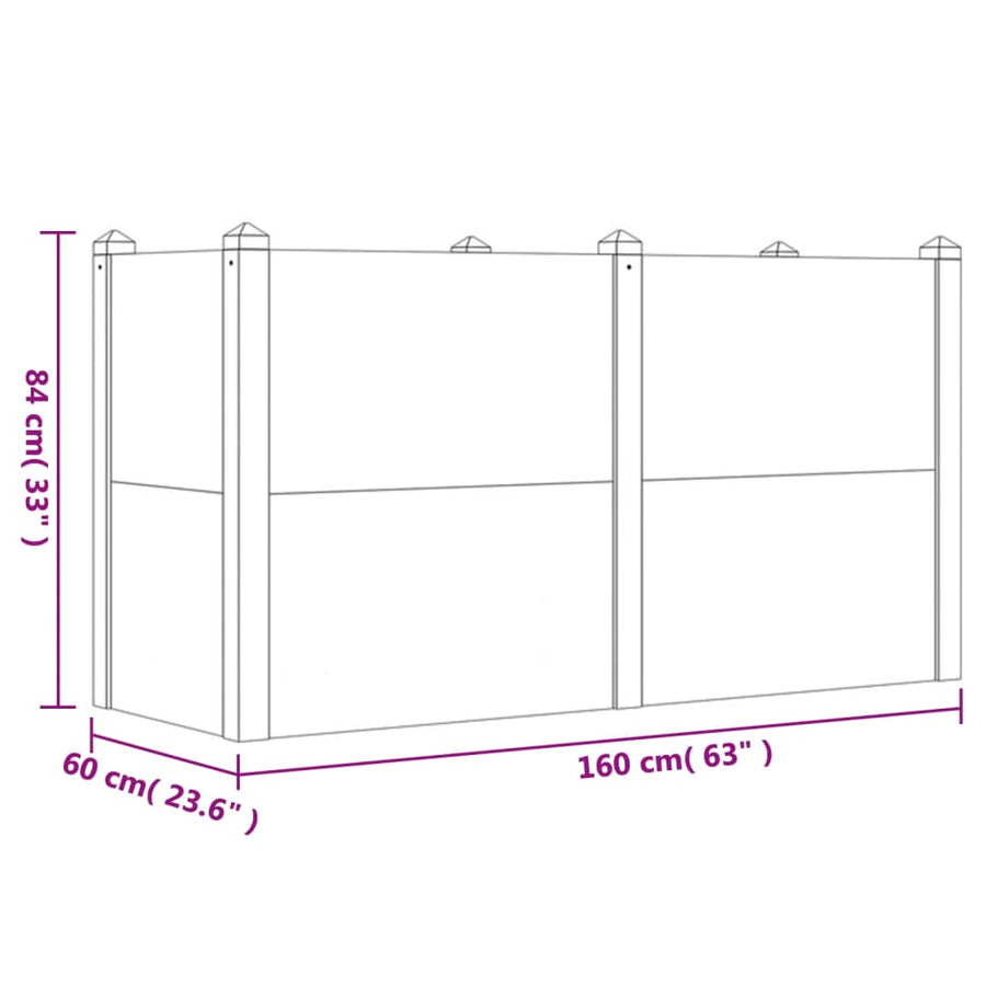 Plantenbak verhoogd 160x60x84 cm massief acaciahout