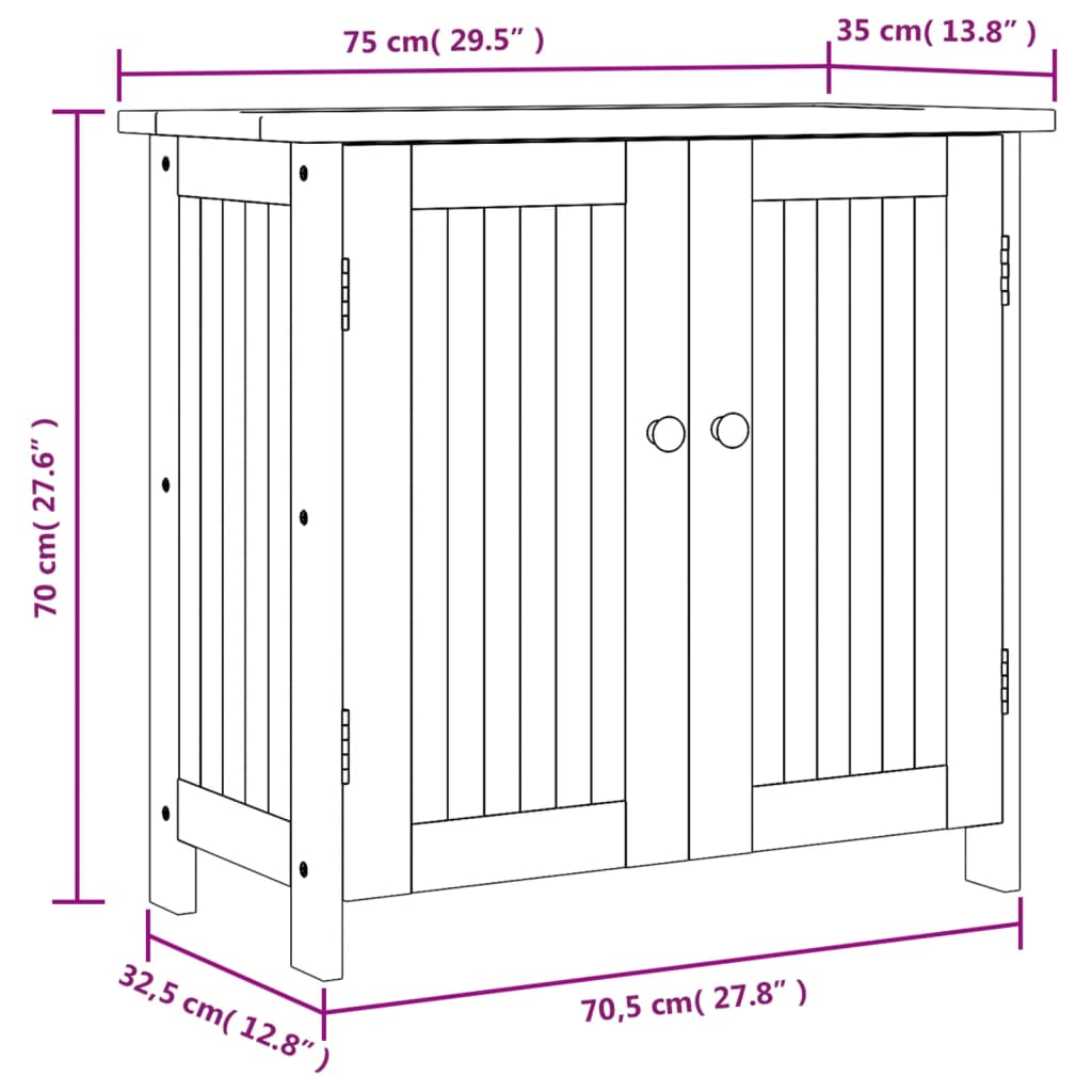 Tuinkast 75x33x107 cm massief acaciahout
