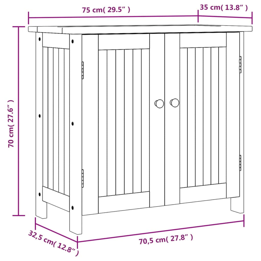Tuinkast 75x33x107 cm massief acaciahout