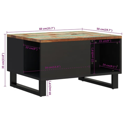 Salontafel Massief Gerecycled Hout 60x50x35 cm Multikleur