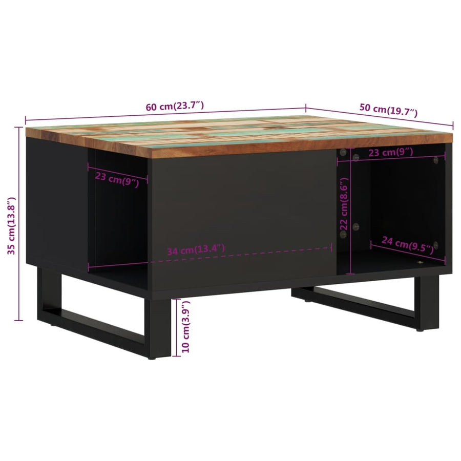 Salontafel Massief Gerecycled Hout 60x50x35 cm Multikleur