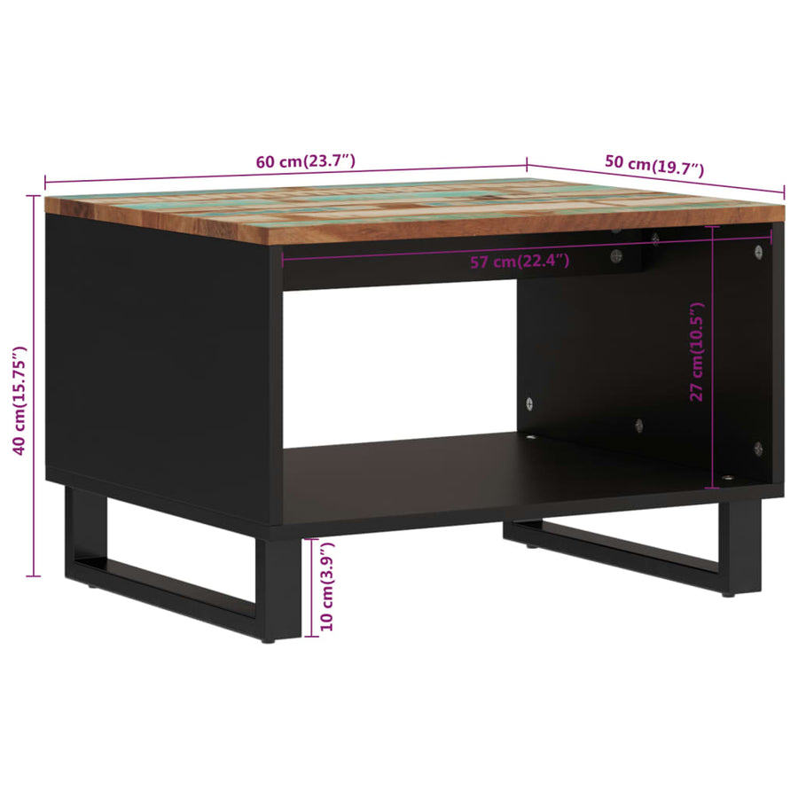 Salontafel 60X50X40 Cm Massief Gerecycled Hout Multikleur