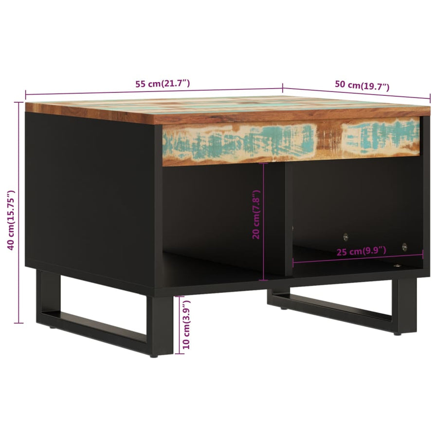 Salontafel 55X50X40 Cm Massief Gerecycled Hout Multikleur