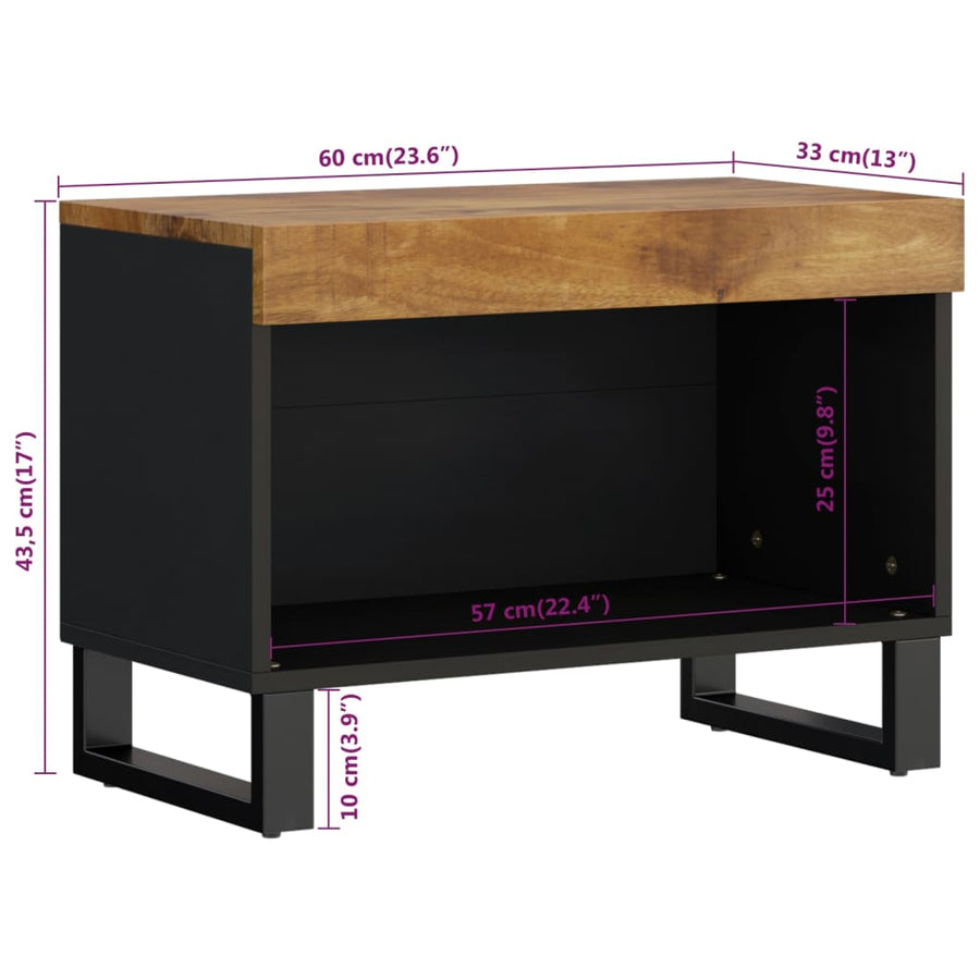 Tv-Meubel 60X33X43,5 Cm Massief Mangohout Honingbruin