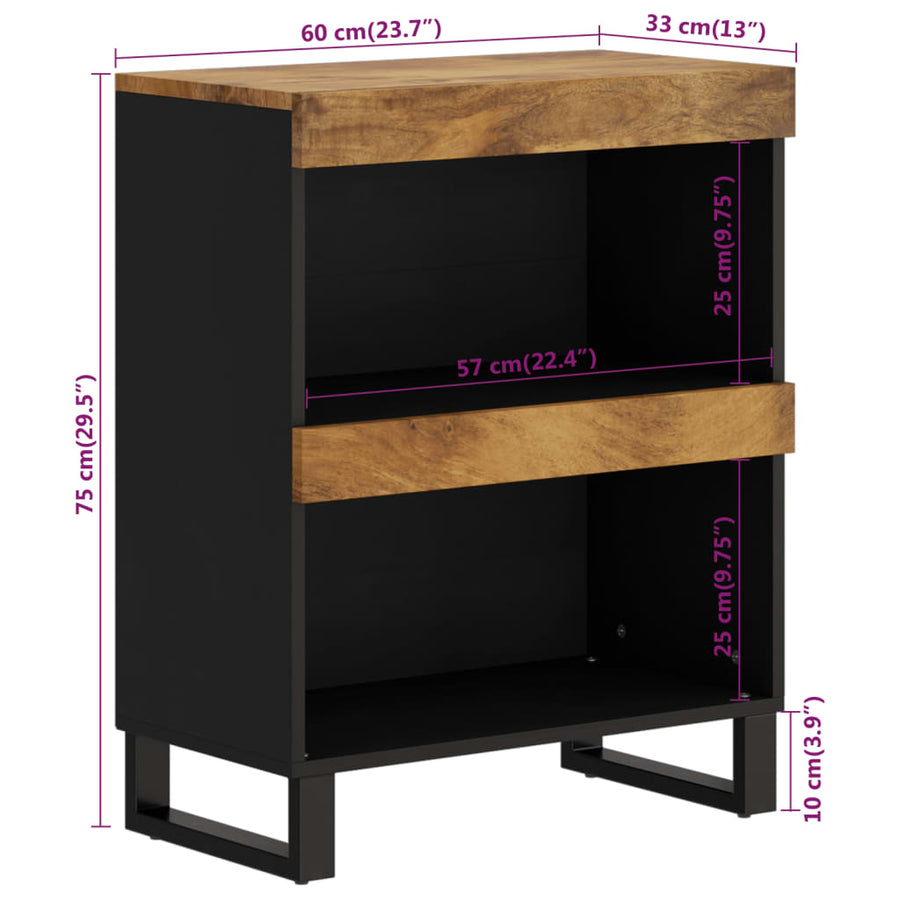 Bijzetkast 60X33X75 Cm Massief Mangohout Honingbruin
