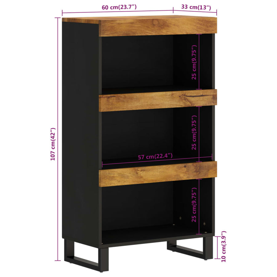 Bijzetkast 60X33X107 Cm Massief Mangohout