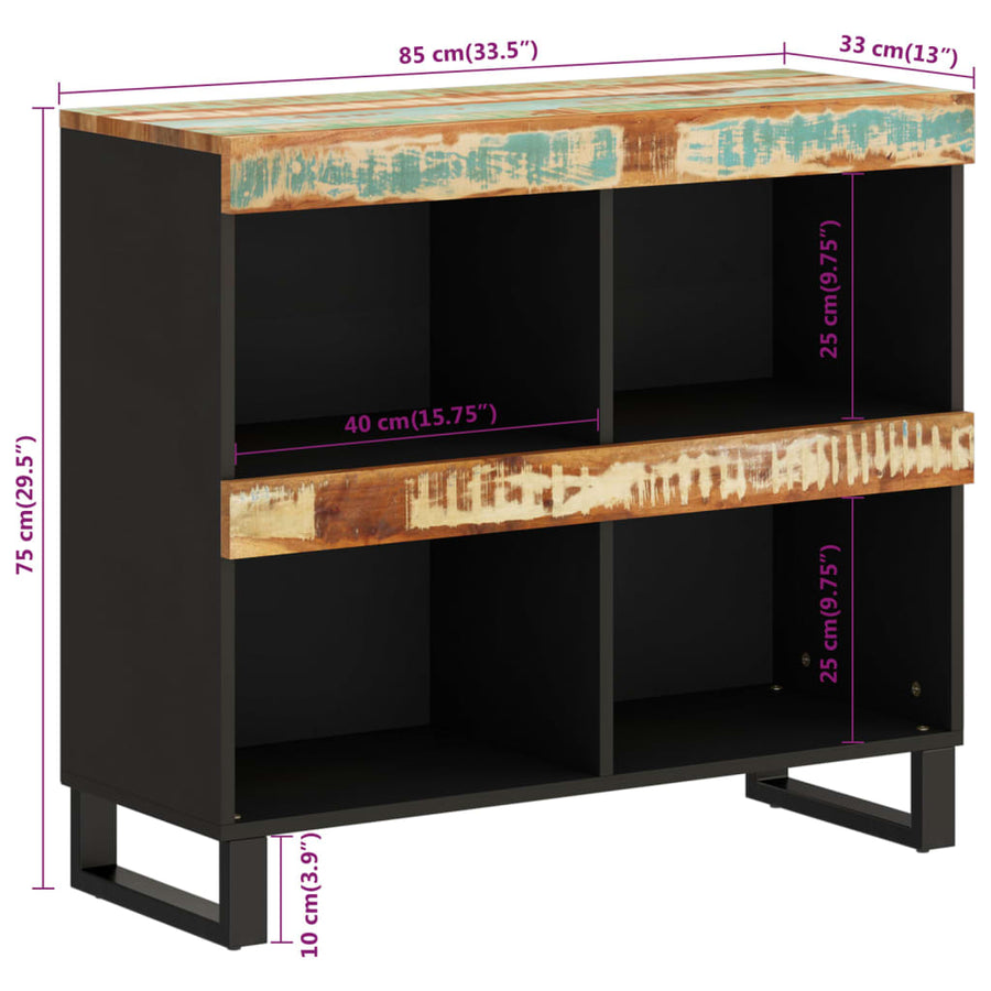 Bijzetkast 85X33X75 Cm Massief Gerecycled Hout Multikleur