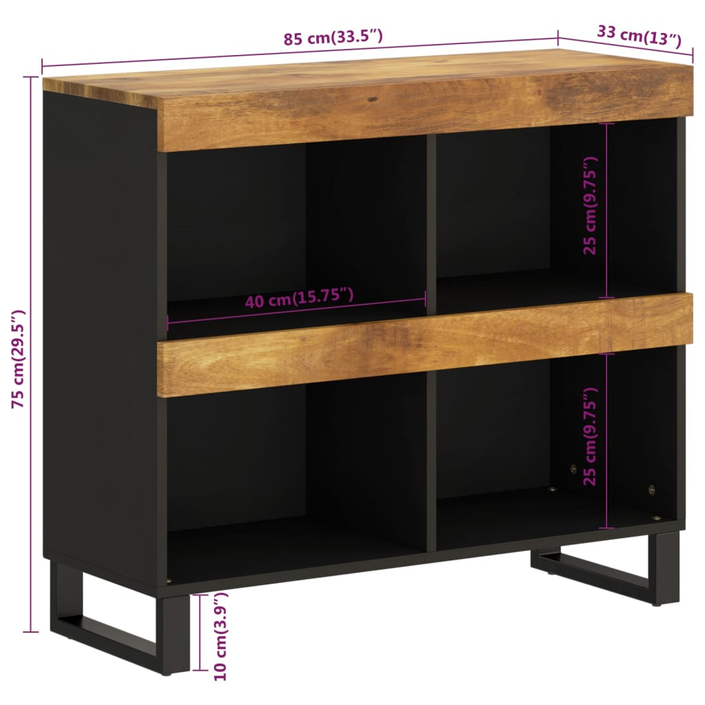 Bijzetkast 85X33X75 Cm Massief Mangohout