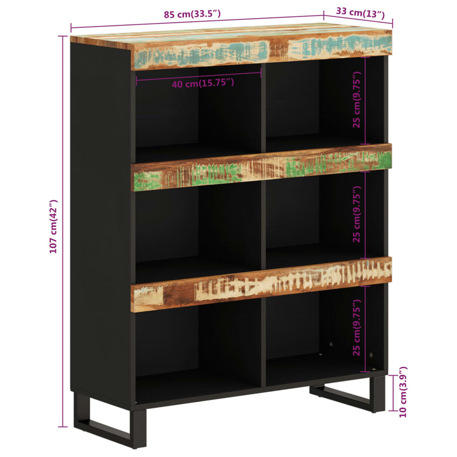 Bijzetkast 85X33X107 Cm Massief Gerecycled Hout Multikleur