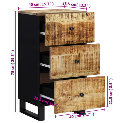 Dressoir Met 3 Lades 40X33,5X75 Cm Massief Mangohout 1 Lichtbruin