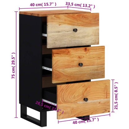 Dressoir Met 3 Lades 40X33,5X75 Cm Massief Acaciahout