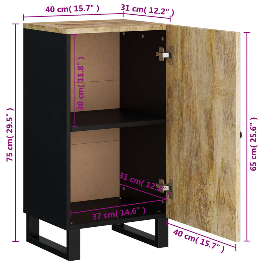 Dressoir met deur 40x31x75 cm massief mangohout