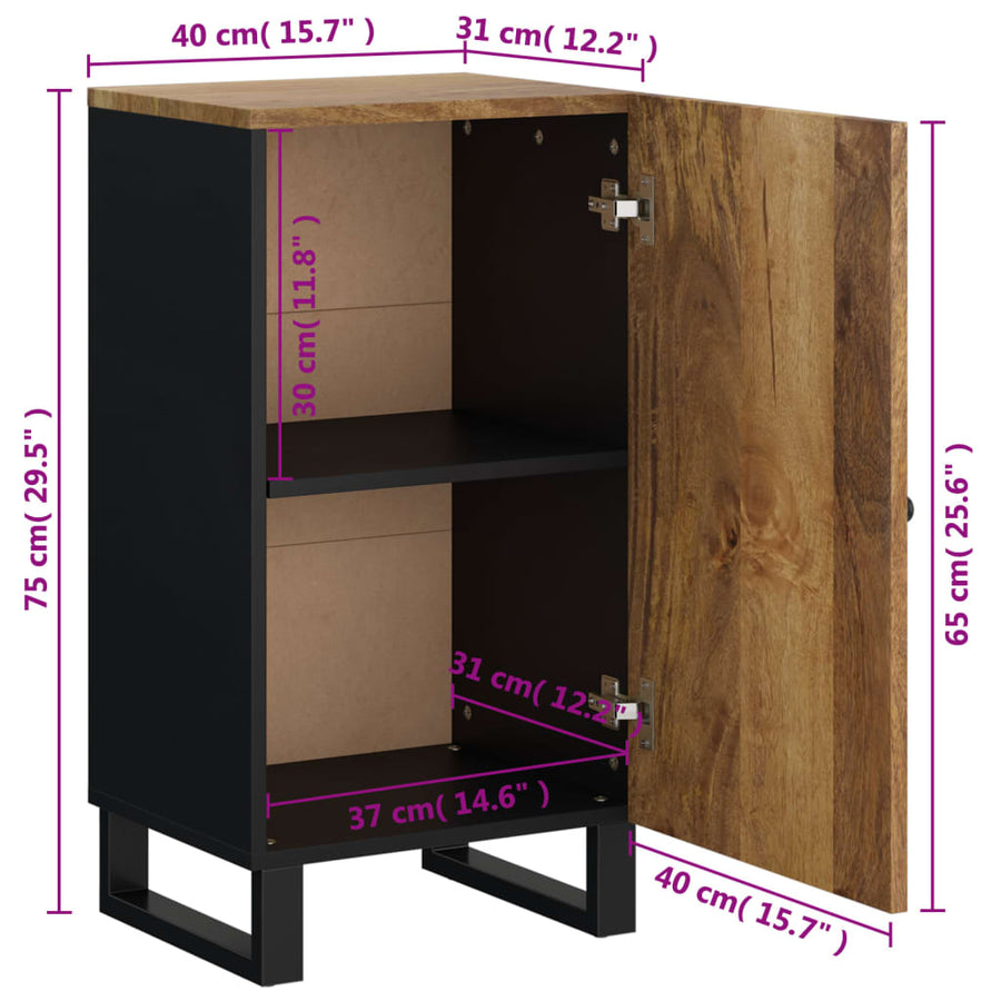 Dressoir met deur 40x31x75 cm massief mangohout