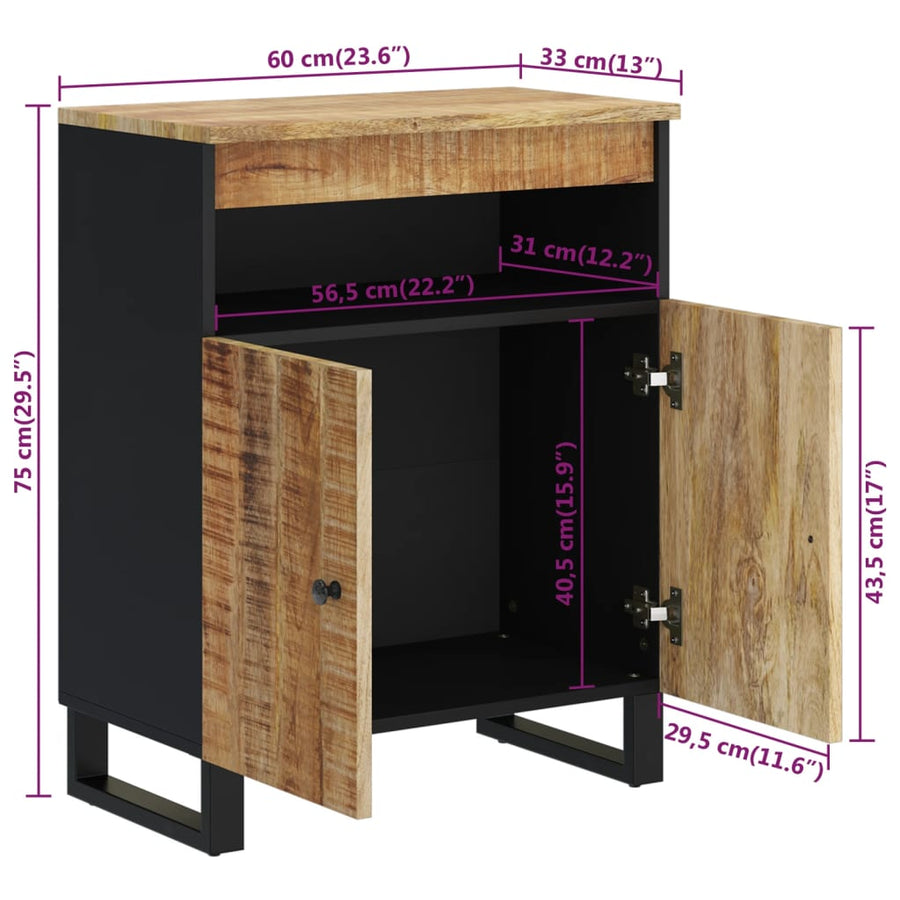 Dressoir Met 2 Deuren 60X33X75 Cm Massief Mangohout