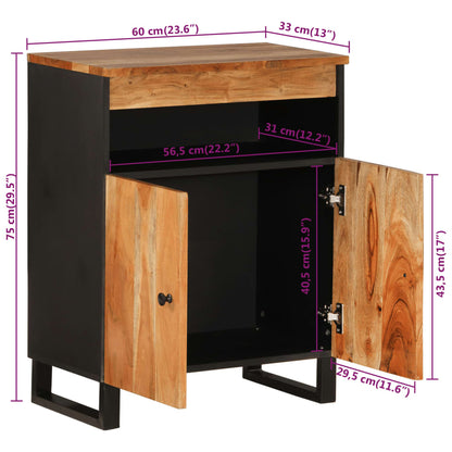 Dressoir met 2 deuren 60x33x75 cm massief acaciahout