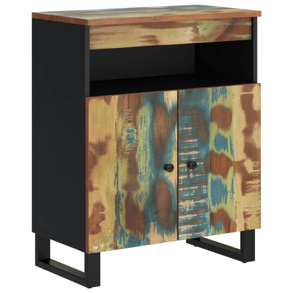 Dressoir Met 2 Deuren 60X33X75 Cm Massief Gerecycled Hout Multikleur