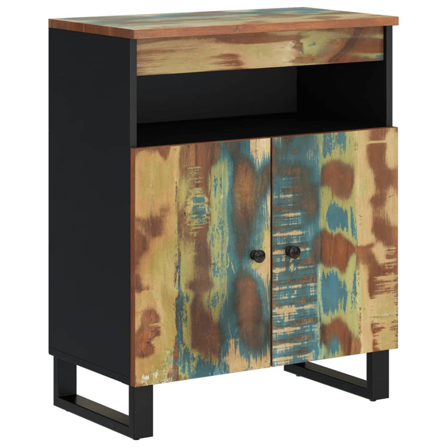 Dressoir Met 2 Deuren 60X33X75 Cm Massief Gerecycled Hout Multikleur