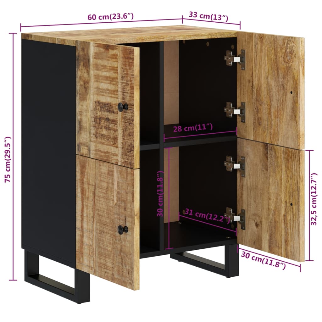 Dressoir Met 4 Deuren 60X33X75 Cm Massief Mangohout