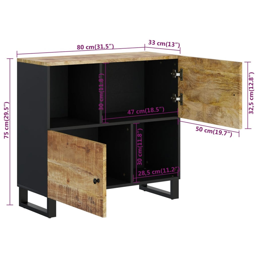 Dressoir met 2 deuren 80x33x75 cm massief mangohout