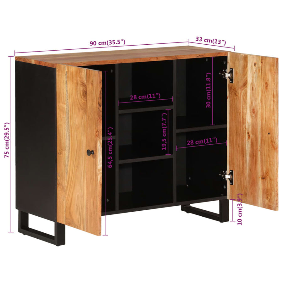 Dressoir met 2 deuren 90x33x75 cm massief acaciahout