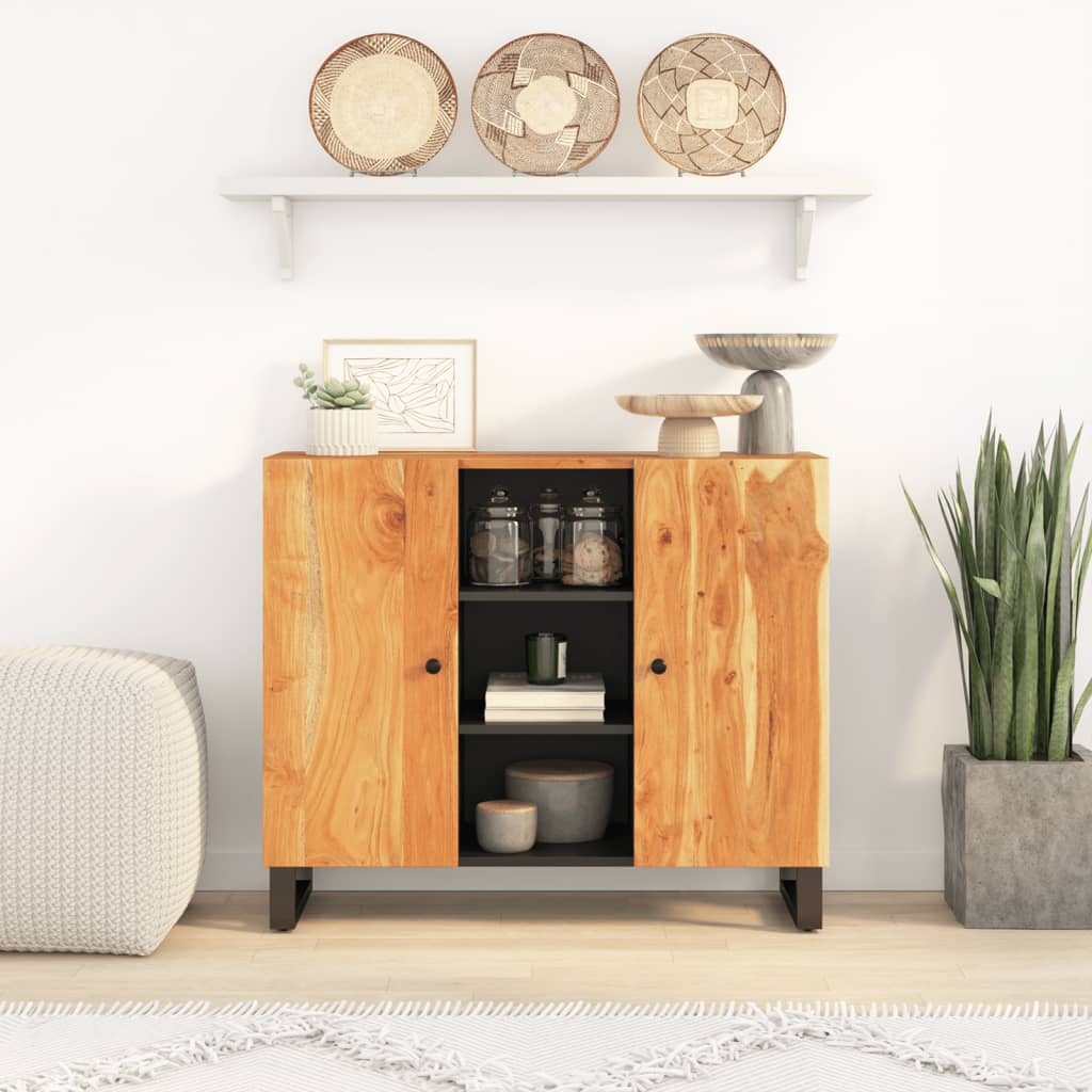 Dressoir met 2 deuren 90x33x75 cm massief acaciahout