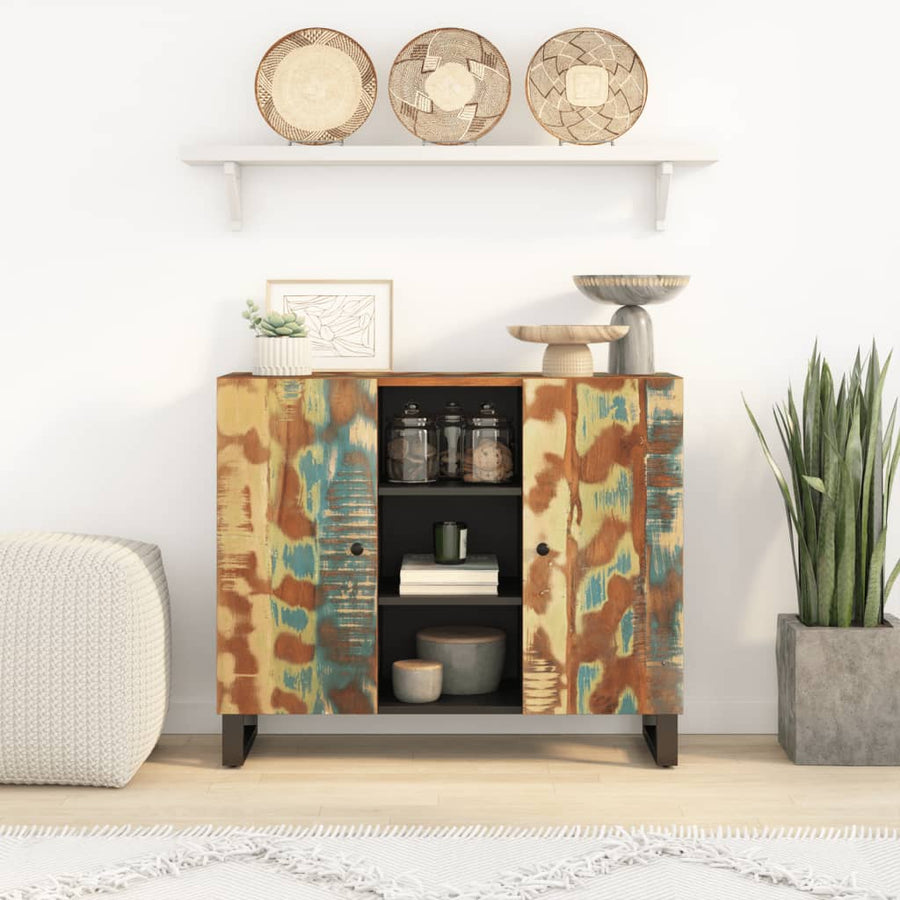 Dressoir met 2 deuren 90x33x75 cm massief gerecycled hout