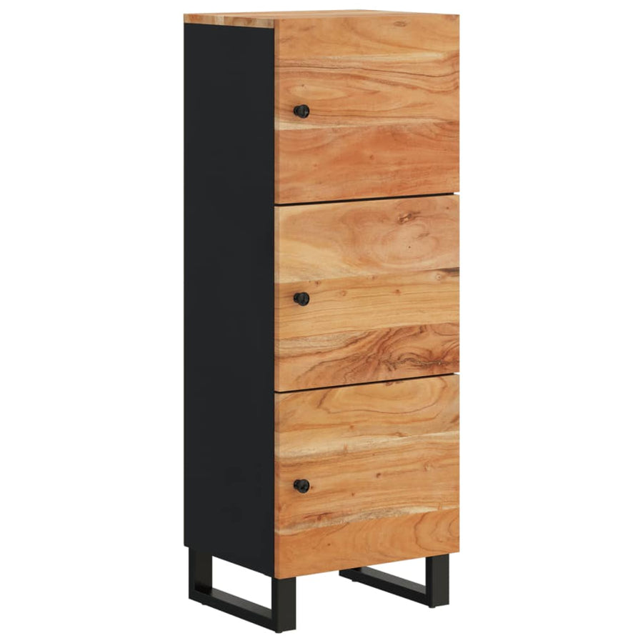 Hoge kast met 3 deuren 40x33x110 cm massief acaciahout en ijzer