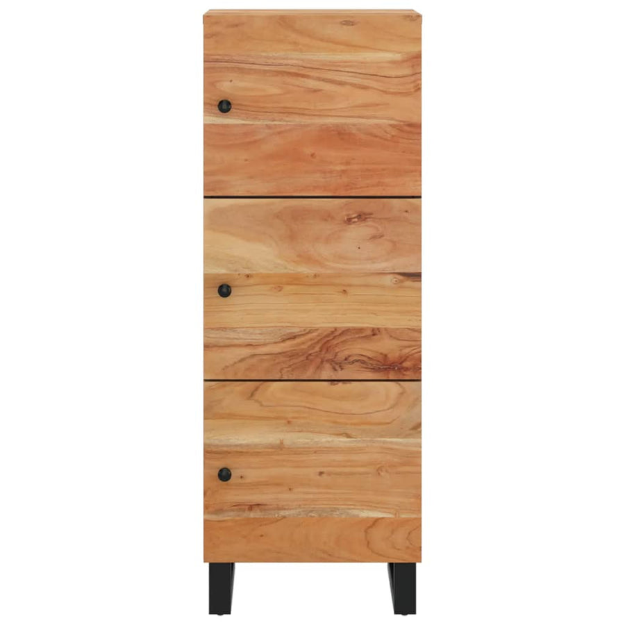 Hoge kast met 3 deuren 40x33x110 cm massief acaciahout en ijzer