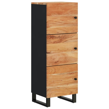 Hoge kast met 3 deuren 40x33x110 cm massief acaciahout en ijzer
