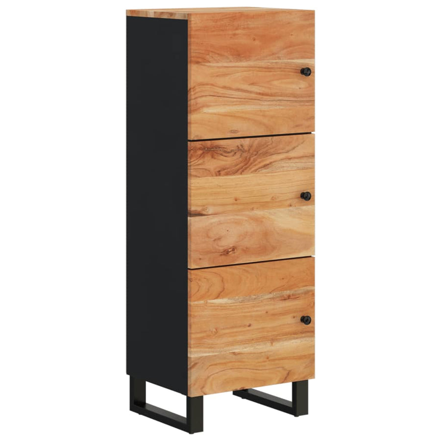 Hoge kast met 3 deuren 40x33x110 cm massief acaciahout en ijzer