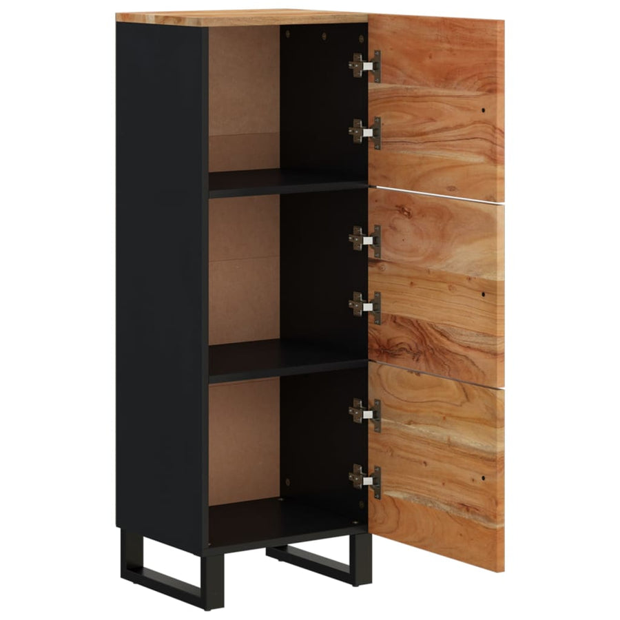Hoge kast met 3 deuren 40x33x110 cm massief acaciahout en ijzer