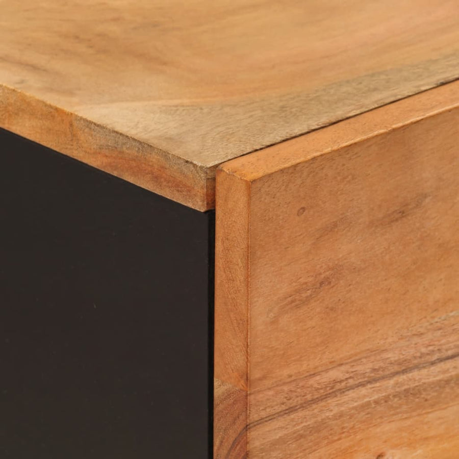 Hoge kast met 3 deuren 40x33x110 cm massief acaciahout en ijzer