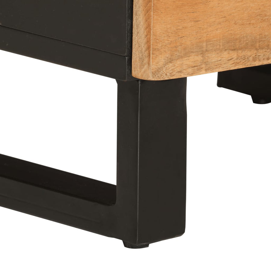 Hoge kast met 3 deuren 40x33x110 cm massief acaciahout en ijzer